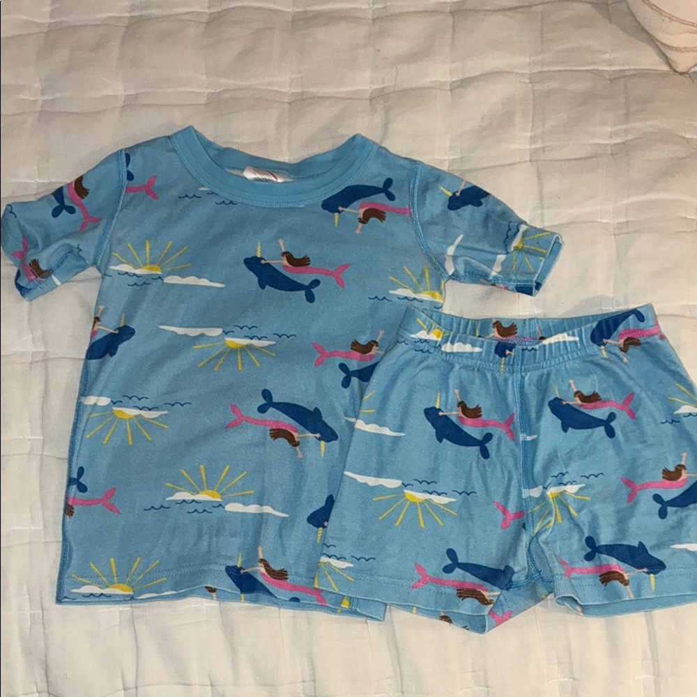Hanna Andersson Blue Narwhal Pajama Short Set